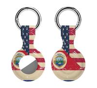 U.S. And Costa R-ica Vintage Flag Funny GPS Cases Holder with Key Chain Ring Protective Cover Compatible with Airtag 1PCS