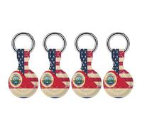 U.S. And Costa R-ica Vintage Flag Funny GPS Cases Holder with Key Chain Ring Protective Cover Compatible with Airtag 4PCS