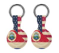 U.S. And Costa R-ica Vintage Flag Funny GPS Cases Holder with Key Chain Ring Protective Cover Compatible with Airtag 2PCS
