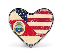 U.S. And Costa R-ICA Vintage Flag Heart Metal Brooches Small 1" Badge Pin Decorative Lapel Pins Gift Clothing Hat Accessory