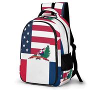 U.S. And Dominican Republic Flag Large Backpack with Adjustable Padded Shoulder Straps Casual Travel Laptop Daypack