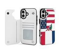 U.S. And Dominican Republic Flag Leather Wallet Cell Phone Cases Stand Foldable Flip Cover Phone Case Compatible with iPhone 16/16 Plus/16 Pro/16 Pro Max/16 E/16 SE4