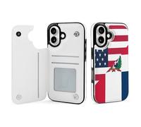 U.S. And Dominican Republic Flag Leather Wallet Cell Phone Cases Stand Foldable Flip Cover Phone Case Compatible with iPhone 16/16 Plus/16 Pro/16 Pro Max/16 E/16 SE4
