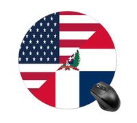 U.S. And Dominican Republic Flag Non-Slip Mouse Pads Round Rubber Gaming Mousepad for Computer Laptop Gamer