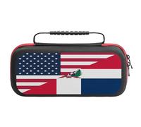 U.S. and Dominican Republic Flag Portable Carrying Case for Switch Protective Travel EVA Hard Shells Game Card Storage Pouch Bag
