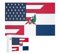 U.S. And Dominican Republic Flag Wooden Puzzles for Adults Colorful Jigsaw Puzzle Home Decors Gift 1000 PCS