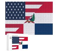 U.S. And Dominican Republic Flag Wooden Puzzles for Adults Colorful Jigsaw Puzzle Home Decors Gift 300 PCS