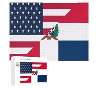U.S. And Dominican Republic Flag Wooden Puzzles for Adults Colorful Jigsaw Puzzle Home Decors Gift 500 PCS