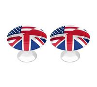U.S. and English Flag 2 Pcs Drawer Knobs Cabinet Pulls 2.8 CM Round Dresser Handle for Kitchen