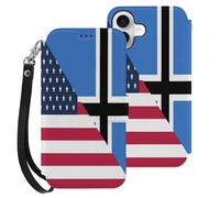 U.S. And Estonia Flag Leather Flip Phone Case Wallet Cover Compatible with iPhone 16/16 Plus/16 Pro/16 Pro Max/16 E