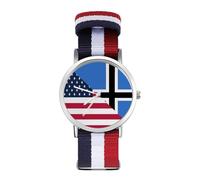 U.S. and Estonia Flag Wrist Watches Nylon Braided Strap Non-Scale Work Casual Watch
