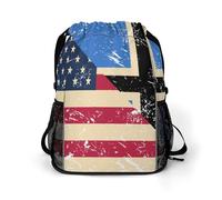 U.S. And Estonia Vintage Flag Trendy Drawstring Backpack with Shoes Compartment Gym Bag Beach Cinch for Women Men