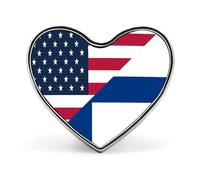 U.S. And Finland Flag Heart Badge Pin Metal Reel Pins Memorial Brooch Button Lapel Pins for Backpack Wedding