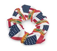 U.S. And Florida State Flag Colorful Scrunchies for Women Soft Cute Elastic Hair Bands Ponytail Holders