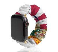 U.S. And Florida State Flag Printed Scrunchie Watch Band Compatible with IWatch Soft Elastic Replacement Straps