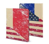 U.S. And France Vintage Flag Compatible with iPad Protective Case with Pen Holder Book Style