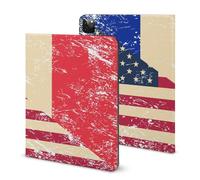 U.S. And France Vintage Flag Compatible with iPad Protective Case with Pen Holder Book Style