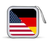 U.S. And Germany Flag CD Holder Case 40 Capacity Plastic DVD Wallet Zippered Storage Sleeves Hard Box