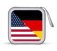 U.S. and Germany Flag Portable CD Case 40 Capacity DVD Collection Holder Zipper Storage Wallet for Car Home Travel