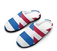 U.S. And Greece Flag Men's Winter Slippers Memory Foam Cotton House Shoes Anti-Slip Rubber Sole Slippers 9-10（42-43）