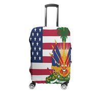 U.S. and Haitian Flag Luggage Case Cover Protective Suitcase Covers Anti Scratch Baggage Washable Fits 19-32 Inch S