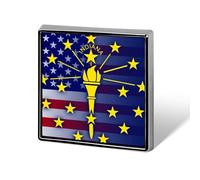U.S. And Indiana State Flag Square Metal Brooches 1 Inch Decorative Badges Exquisite Decorations Pins for Clothing