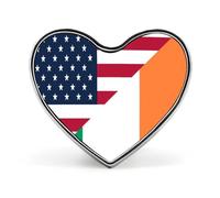 U.S. And Ireland Flag Novelty Brooches & Pins Heart Personalised Metal Lapel Badge With Butterfly Clutch Clasp