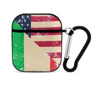 U.S. And Italy Vintage Flag Compatible with Airpod 1/2 Case PC Scratch-Resistant Drop-Proof Protective Cover with Keychain Black-style