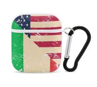 U.S. And Italy Vintage Flag Compatible with Airpod 1/2 Case PC Scratch-Resistant Drop-Proof Protective Cover with Keychain White-style
