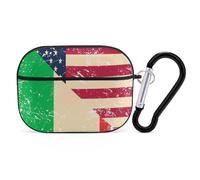U.S. And Italy Vintage Flag Compatible with Airpod Pro Case PC Scratch-Resistant Drop-Proof Protective Cover with Keychain Black-style