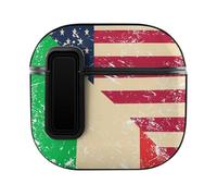 U.S. And Italy Vintage Flag Compatible with Airpods 4 Case PC Scratch-Resistant Drop-Proof Protective Cover with Secure Buckle