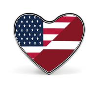 U.S. And Latvia Flag Heart Shape Brooches Pins Lightweight Metal Lapel Pin Memorial Badges Jewelry Gift