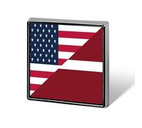 U.S. And Latvia Flag Square Shape Brooches Pins Lightweight Metal Lapel Pin Memorial Badges Jewelry Gift