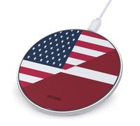 U.S. And Latvia Flag Wireless Charger with USB Cable Portable Wireless Charging Pad Compatible with iPhone Galaxy Series