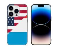 U.S. And Luxembourg Flag Glass Phone Case Suitable for iPhone 14 Series