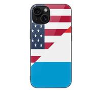 U.S. And Luxembourg Flag Glass Phone Case Suitable for iPhone 15 Series