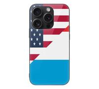 U.S. And Luxembourg Flag Glass Phone Case Suitable for iPhone 15 Series