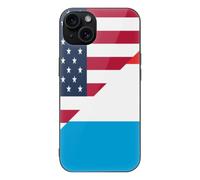 U.S. And Luxembourg Flag Glass Phone Case Suitable for iPhone 15 Series