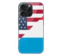 U.S. And Luxembourg Flag Glass Phone Case Suitable for iPhone 15 Series