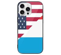 U.S. And Luxembourg Flag Printed Phone Case Cute Slim Glass Cellphone Protective Cover Unisex Compatible with iPhone 16/16 Plus/16 Pro/16 Pro Max/16 E