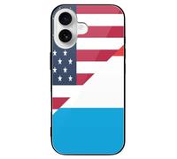 U.S. And Luxembourg Flag Printed Phone Case Cute Slim Glass Cellphone Protective Cover Unisex Compatible with iPhone 16/16 Plus/16 Pro/16 Pro Max/16 E