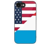 U.S. And Luxembourg Flag Printed Phone Case Cute Slim Glass Cellphone Protective Cover Unisex Compatible with iPhone 16/16 Plus/16 Pro/16 Pro Max/16 E