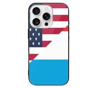 U.S. And Luxembourg Flag Printed Phone Case Cute Slim Glass Cellphone Protective Cover Unisex Compatible with iPhone 16/16 Plus/16 Pro/16 Pro Max/16 E
