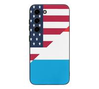 U.S. And Luxembourg Flag Printed Phone Case Slim Cute Cellphone Protective Cover Unisex Compatible with Galaxy S23/S23 Plus/S23 Ultra