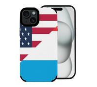 U.S. And Luxembourg Flag Printed Phone Case Slim Cute Microfiber Cellphone Protective Cover Unisex Compatible with iPhone 15/15 Plus/15 Pro/15 Pro Max
