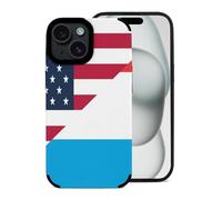 U.S. And Luxembourg Flag Printed Phone Case Slim Cute Microfiber Cellphone Protective Cover Unisex Compatible with iPhone 15/15 Plus/15 Pro/15 Pro Max