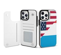 U.S. And Luxembourg Flag Printed Wallet Phone Case Slim Cute Cellphone Protective Cover Unisex Compatible with iPhone iPhone 14/14 Pro/14 Pro Max/14 Plus