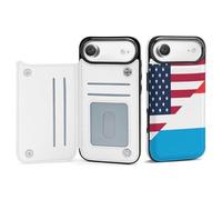 U.S. And Luxembourg Flag Printed Wallet Phone Case Slim Cute Cellphone Protective Cover Unisex Compatible with iPhone 17/17 Air/17 Pro/17 Pro Max