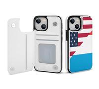 U.S. And Luxembourg Flag Printed Wallet Phone Case Slim Cute Cellphone Protective Cover Unisex Compatible with iPhone iPhone 14/14 Pro/14 Pro Max/14 Plus