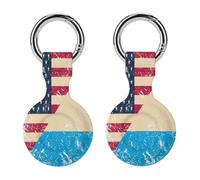 U.S. And Luxembourg Vintage Flag Silicone Protective Case Compatible with Airtag Funny GPS Tracker Accessories for Luggage Pet Collar